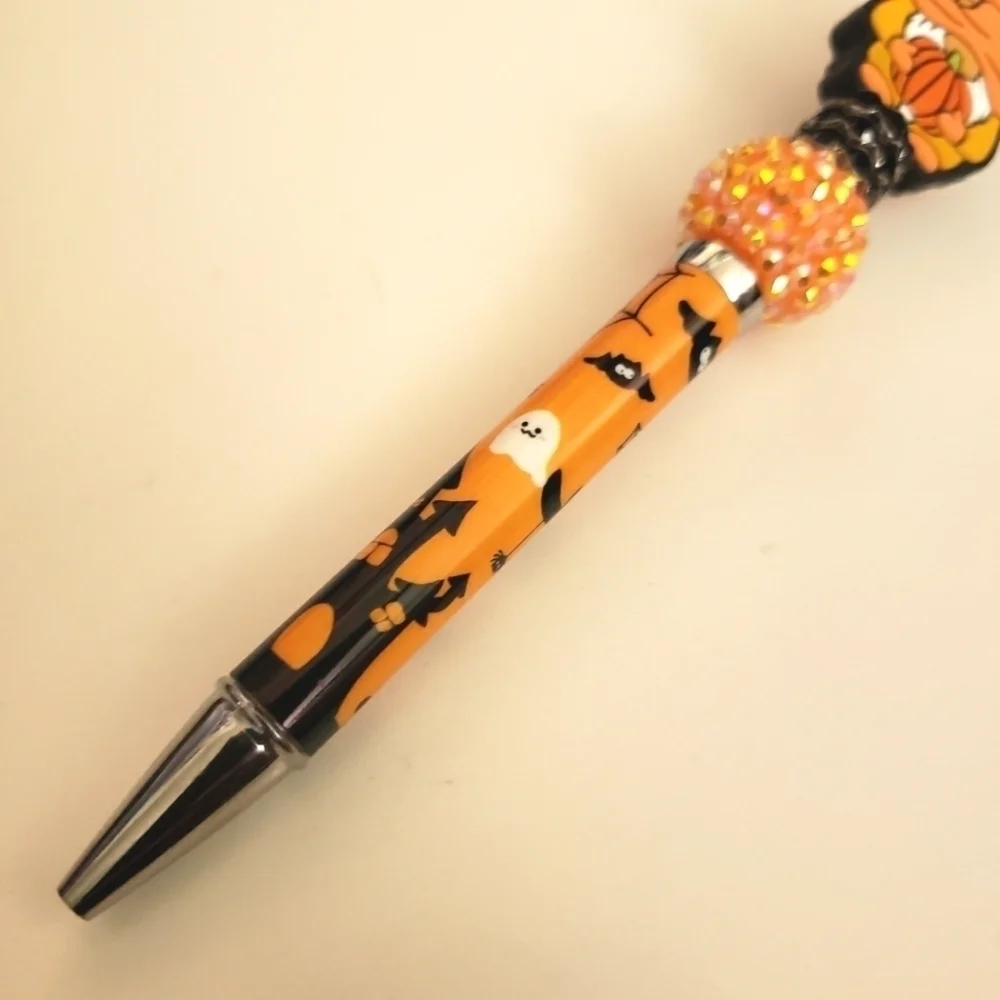 Handmade Halloween Fall Pumpkin Gnome Beaded Silicone Focal Bead Pen